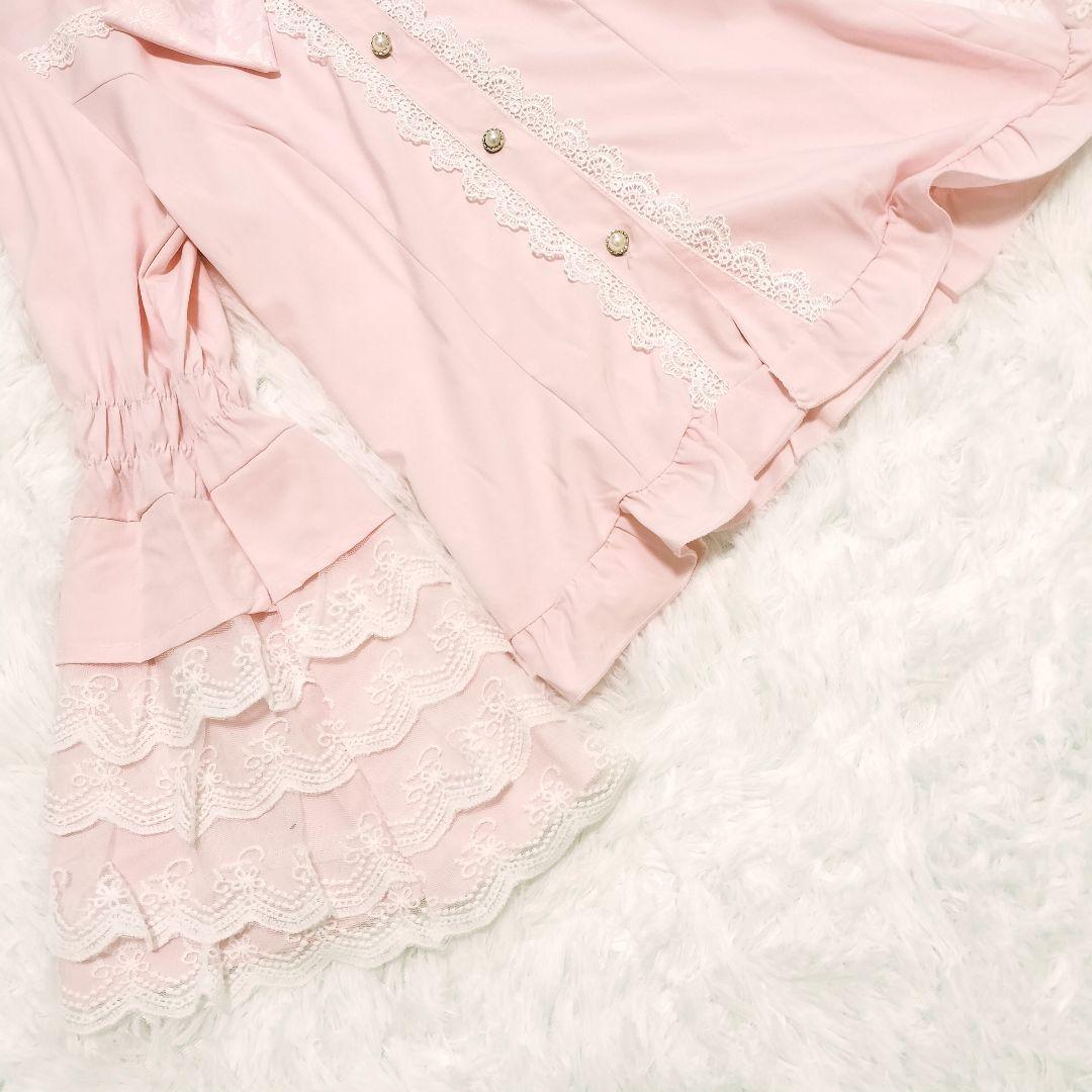 十字心結シリーズロリィタドレス ブラウス ワンピース 姫袖 甘ロリ ピンク