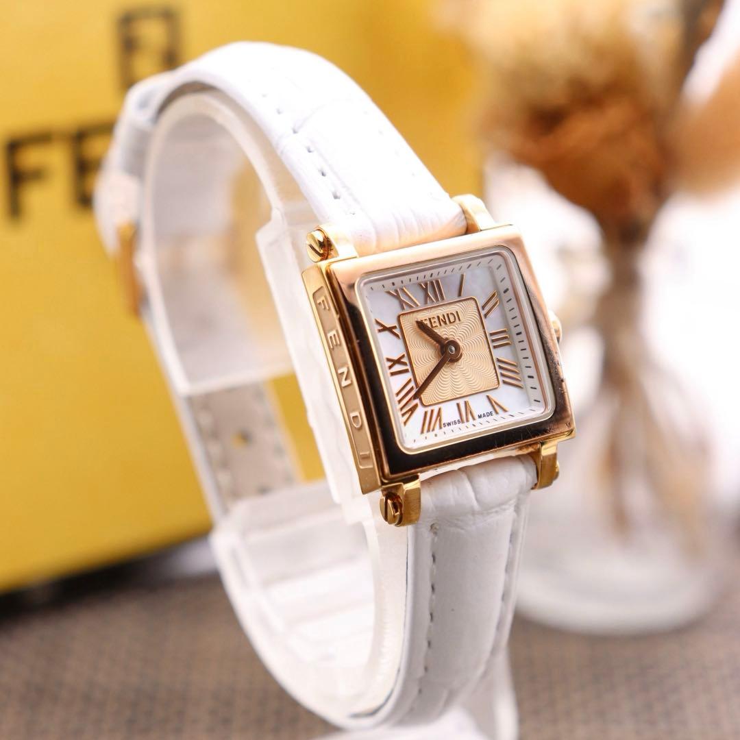 付属品付き【新品電池】FENDI 60500L/動作品 人気モデル クアドロ