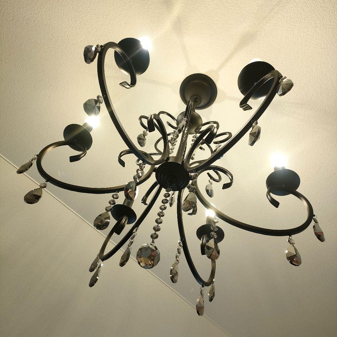 シャンデリア アンティーク アイアン ブラック ６灯 照明 トララ 美品