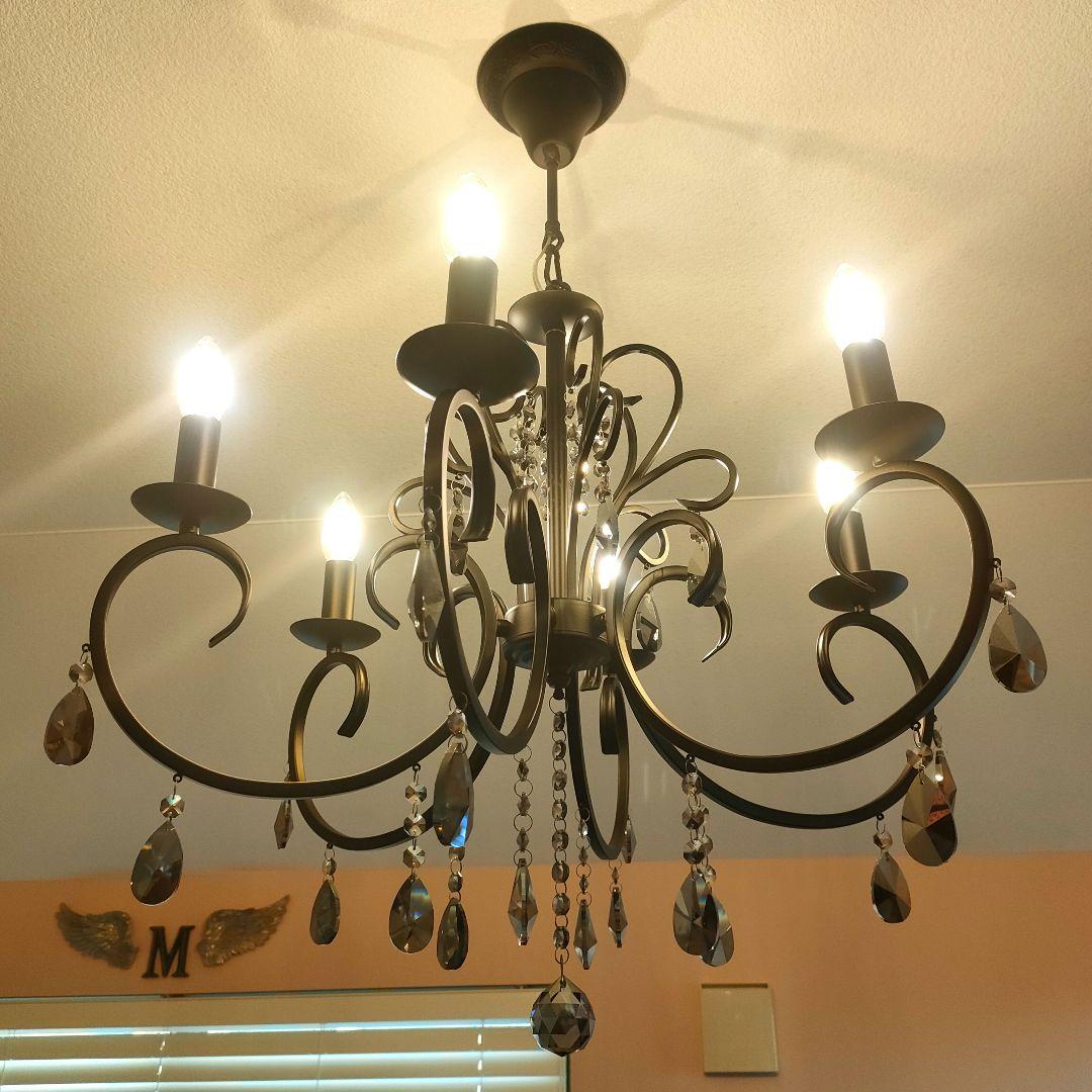 シャンデリア アンティーク アイアン ブラック ６灯 照明 トララ 美品