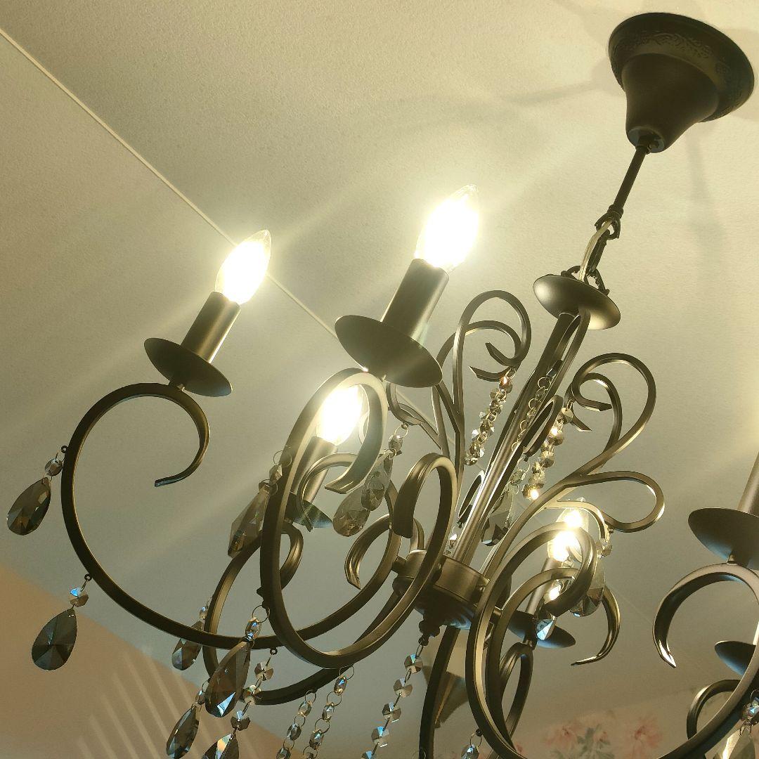 シャンデリア アンティーク アイアン ブラック ６灯 照明 トララ 美品