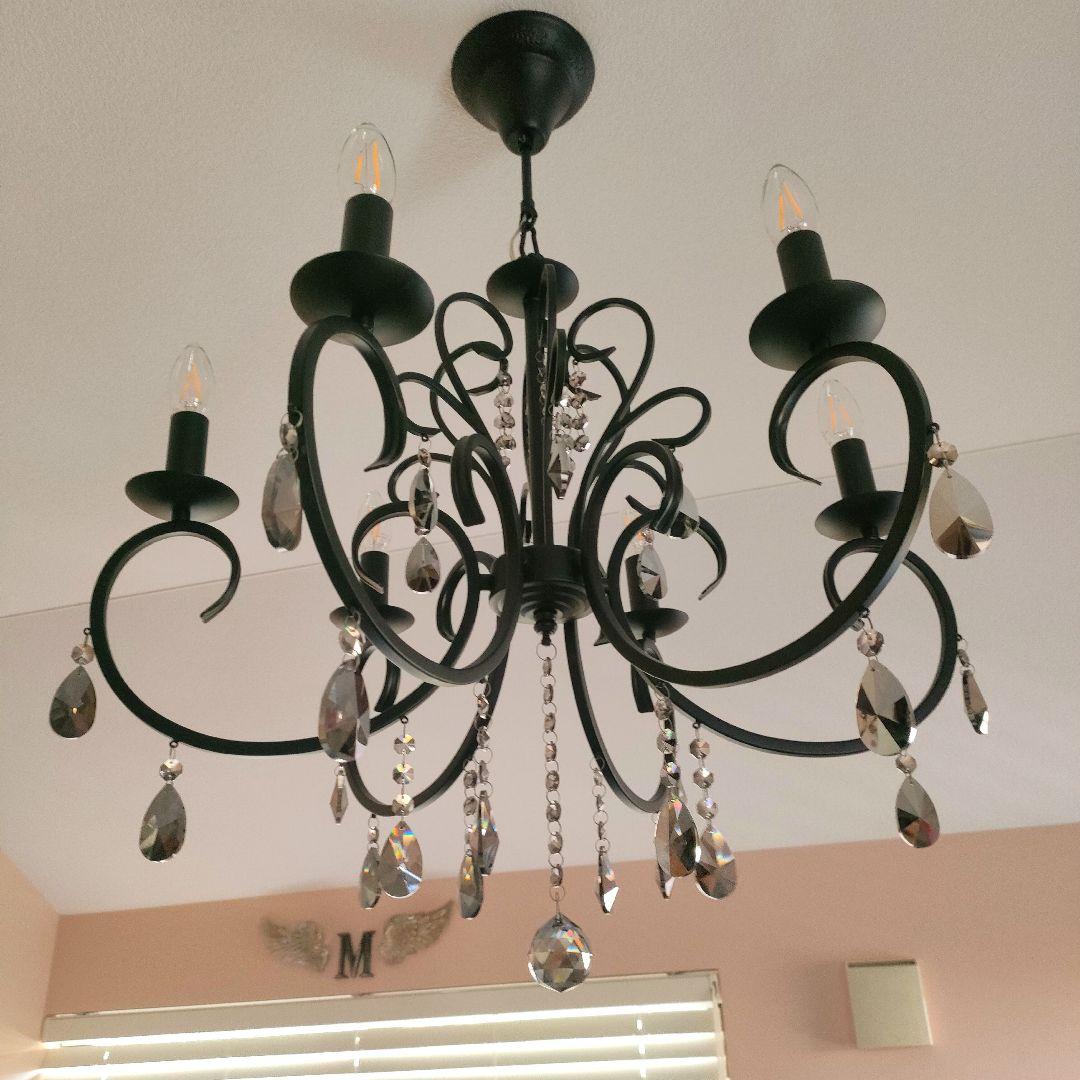 シャンデリア アンティーク アイアン ブラック ６灯 照明 トララ 美品