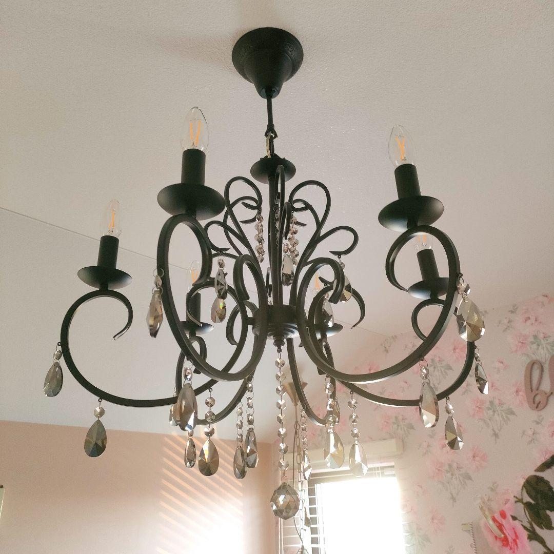シャンデリア アンティーク アイアン ブラック ６灯 照明 トララ 美品