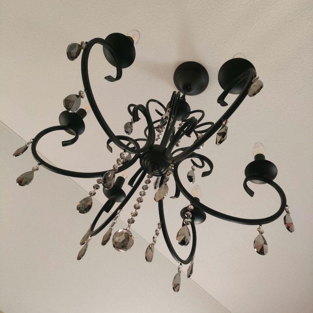 シャンデリア アンティーク アイアン ブラック ６灯 照明 トララ 美品