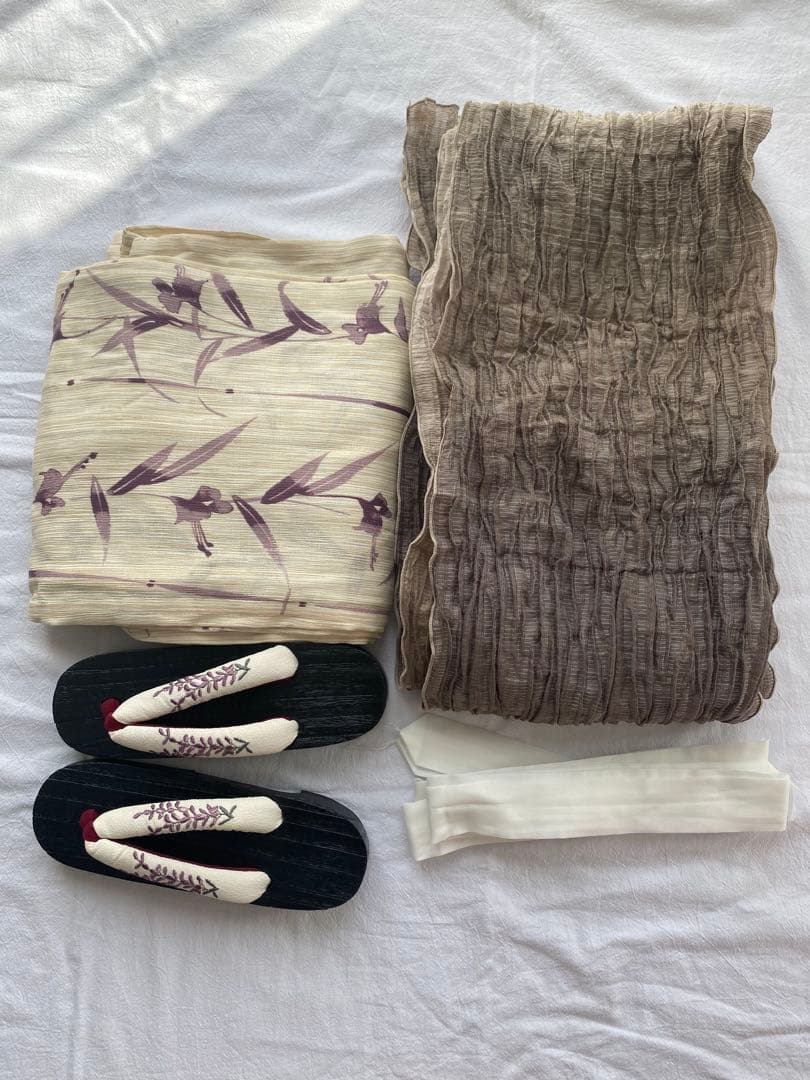 【5点セット】ゆかた舘グレース　浴衣・帯・草履・腰紐2本セット