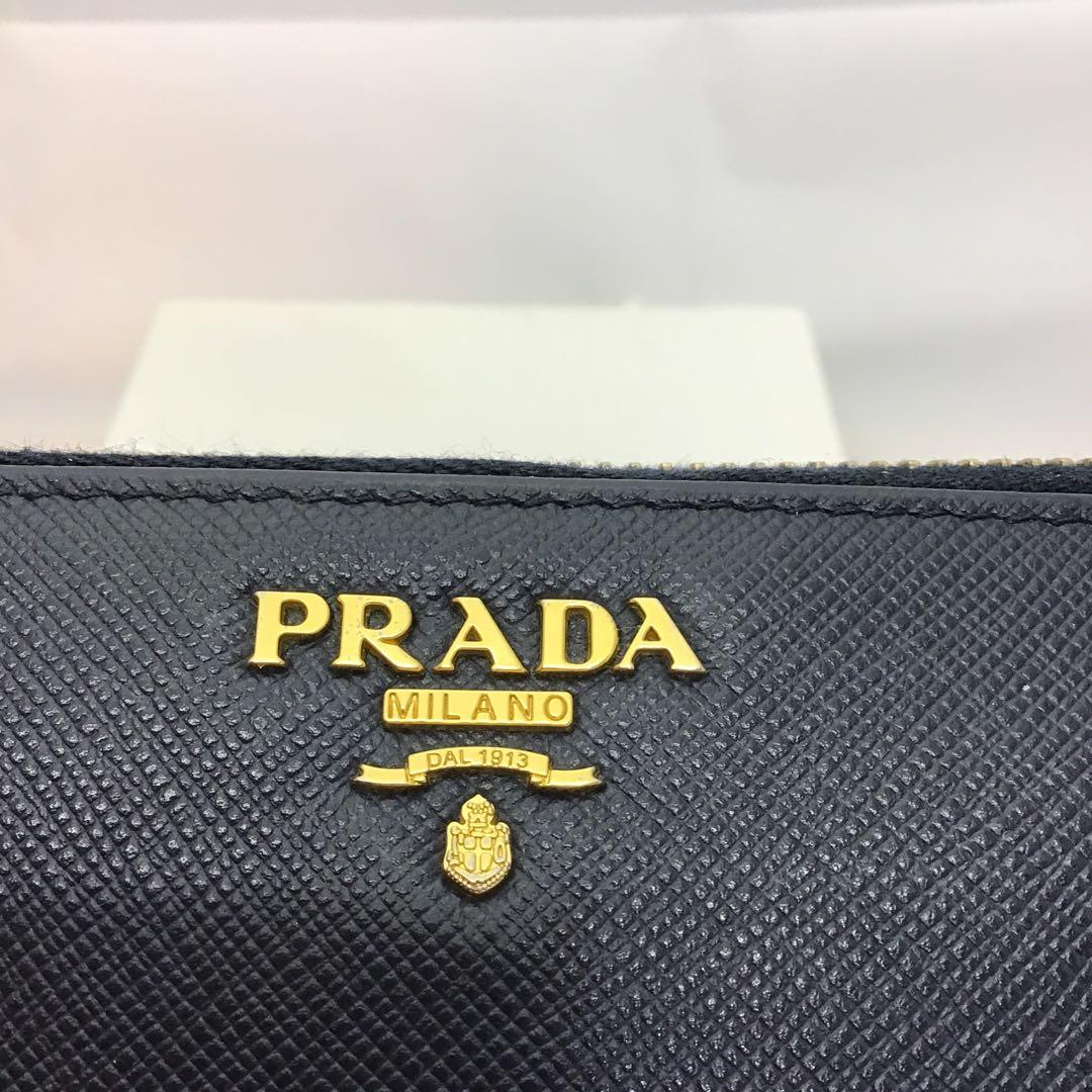 ❣️プラダPRADA❣️ネイビー サフィアーノレザー　ラウンドファスナー長財布