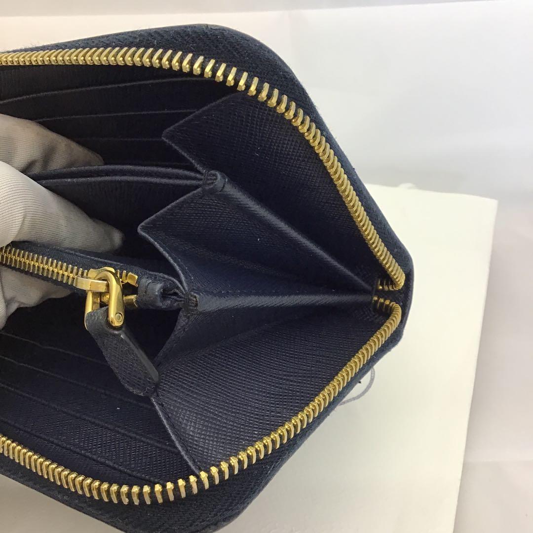 ❣️プラダPRADA❣️ネイビー サフィアーノレザー　ラウンドファスナー長財布