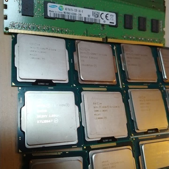 【ジャンク扱い、都市鉱山】DDR4、3メモリ46枚、CPU20枚