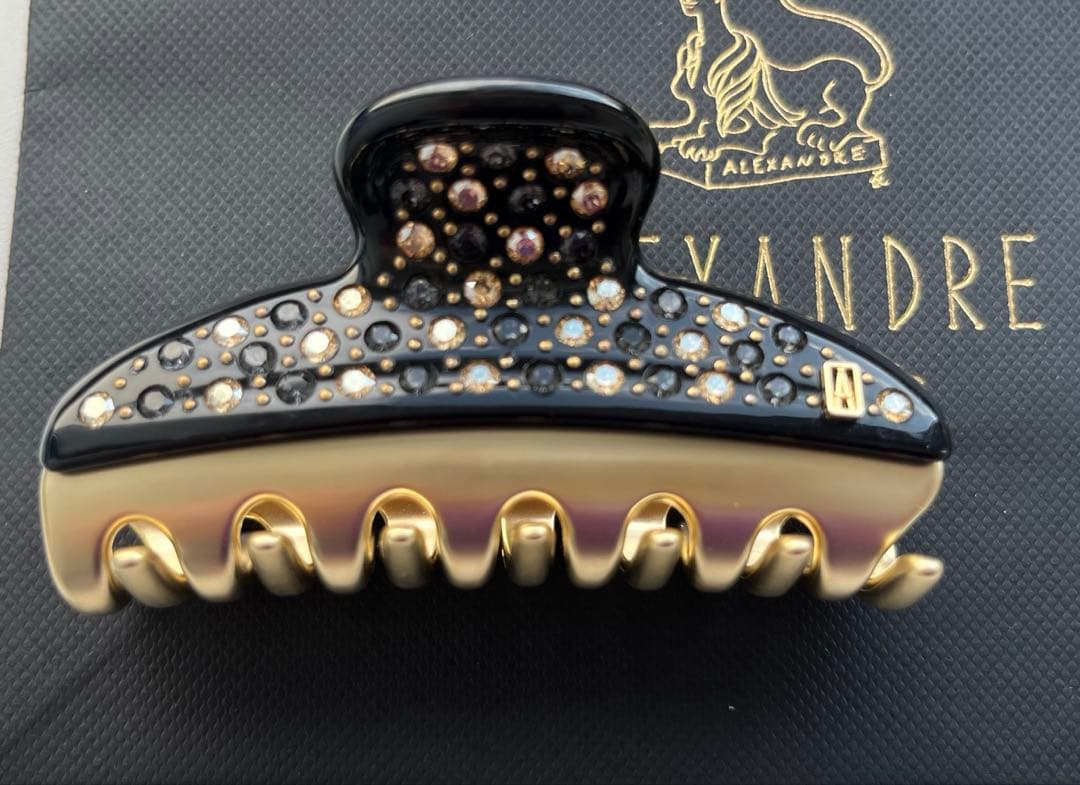 アレクサンドルドゥパリ ヴァンドームクリップ M 黒 ゴールド スワロ 新品