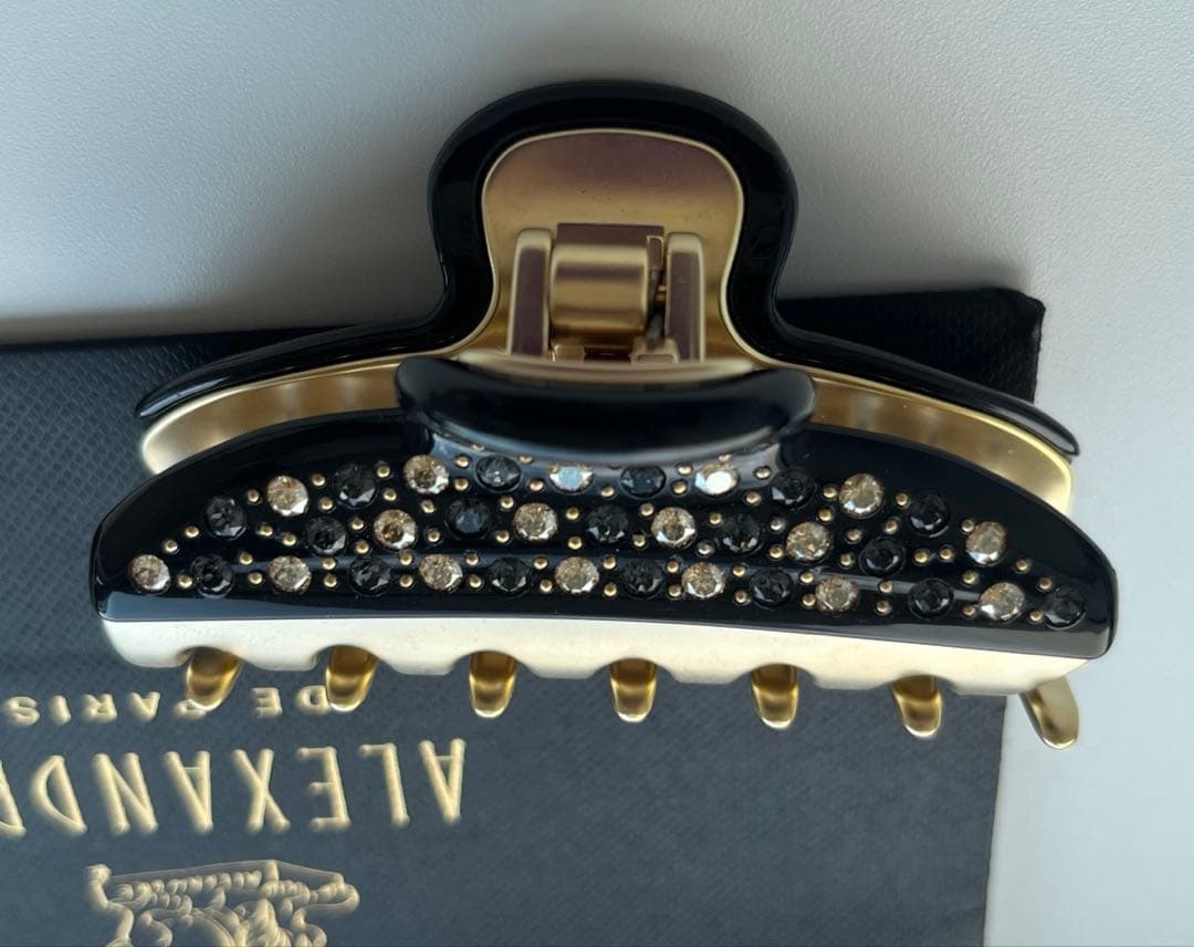 アレクサンドルドゥパリ ヴァンドームクリップ M 黒 ゴールド スワロ 新品