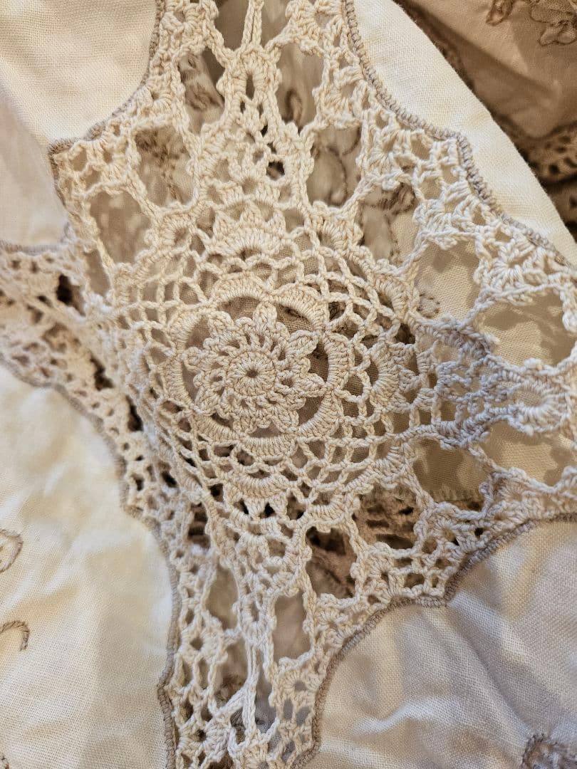 【最終お値下げです】　フランスアンティーク？　大判　レース　アンティーク