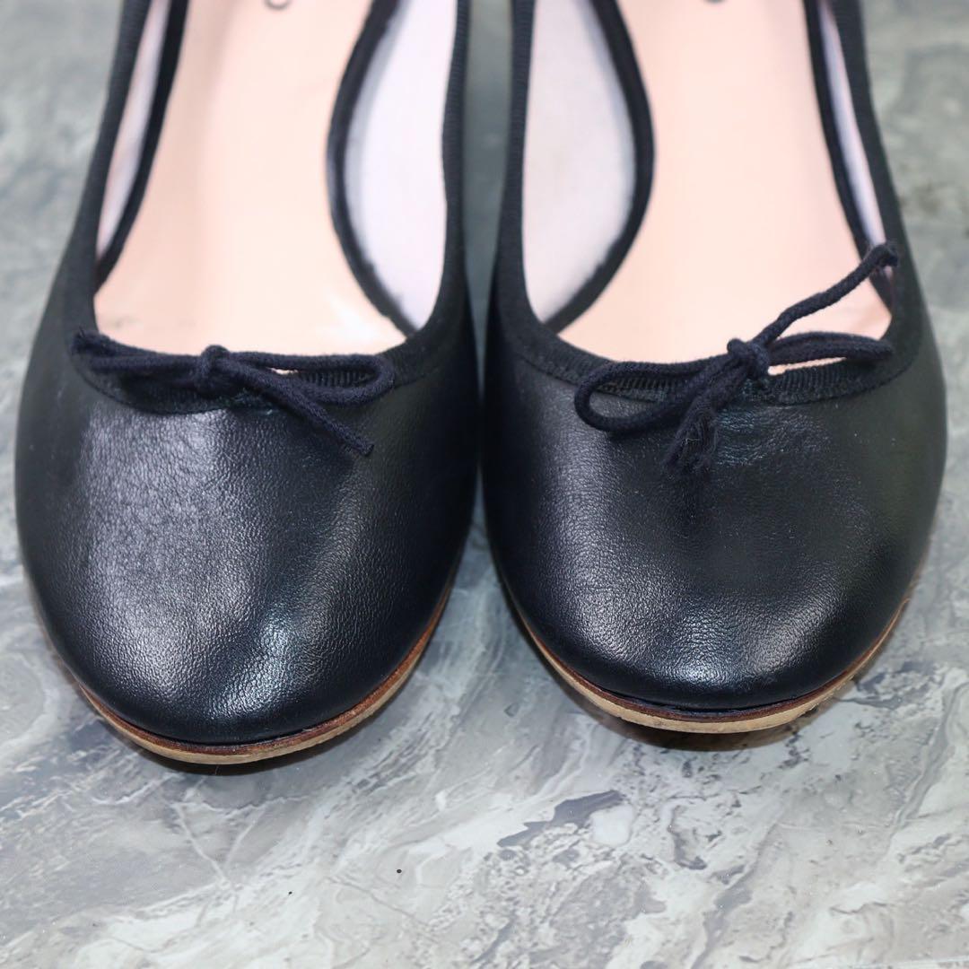 【美品】repetto レペット 23.7 チャンキーヒール レザー 黒