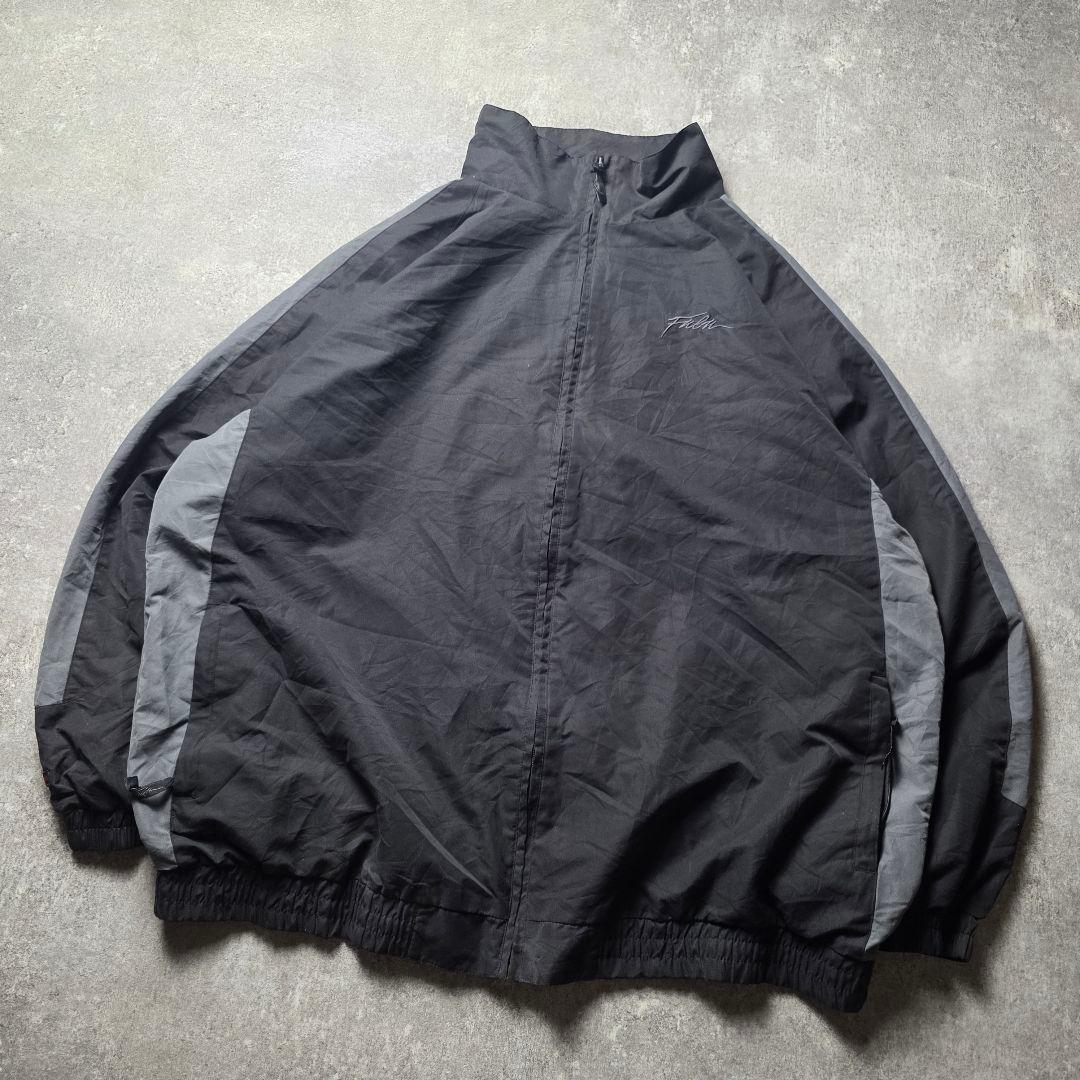 90sFUBUフブナイロンジャケットy2kヒップホップB系刺繍ロゴブラック黒XL