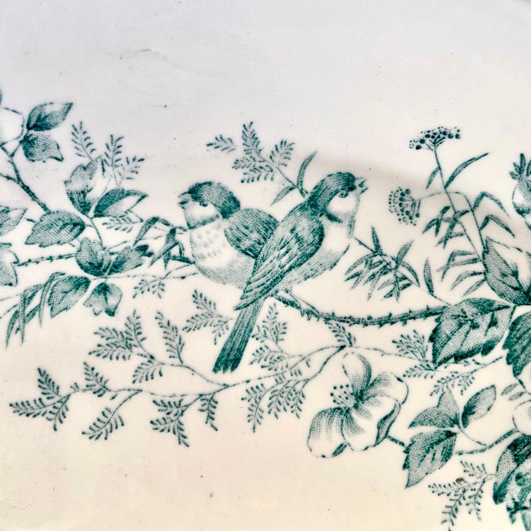 ロンウィ　小鳥と野ばらのラヴィエ Mignon Longwyフランスアンティーク