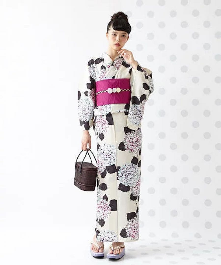 【Sサイズ】撫松庵 紫陽花柄 浴衣 セオα 単衣 ふりふ あじさい 夏着物