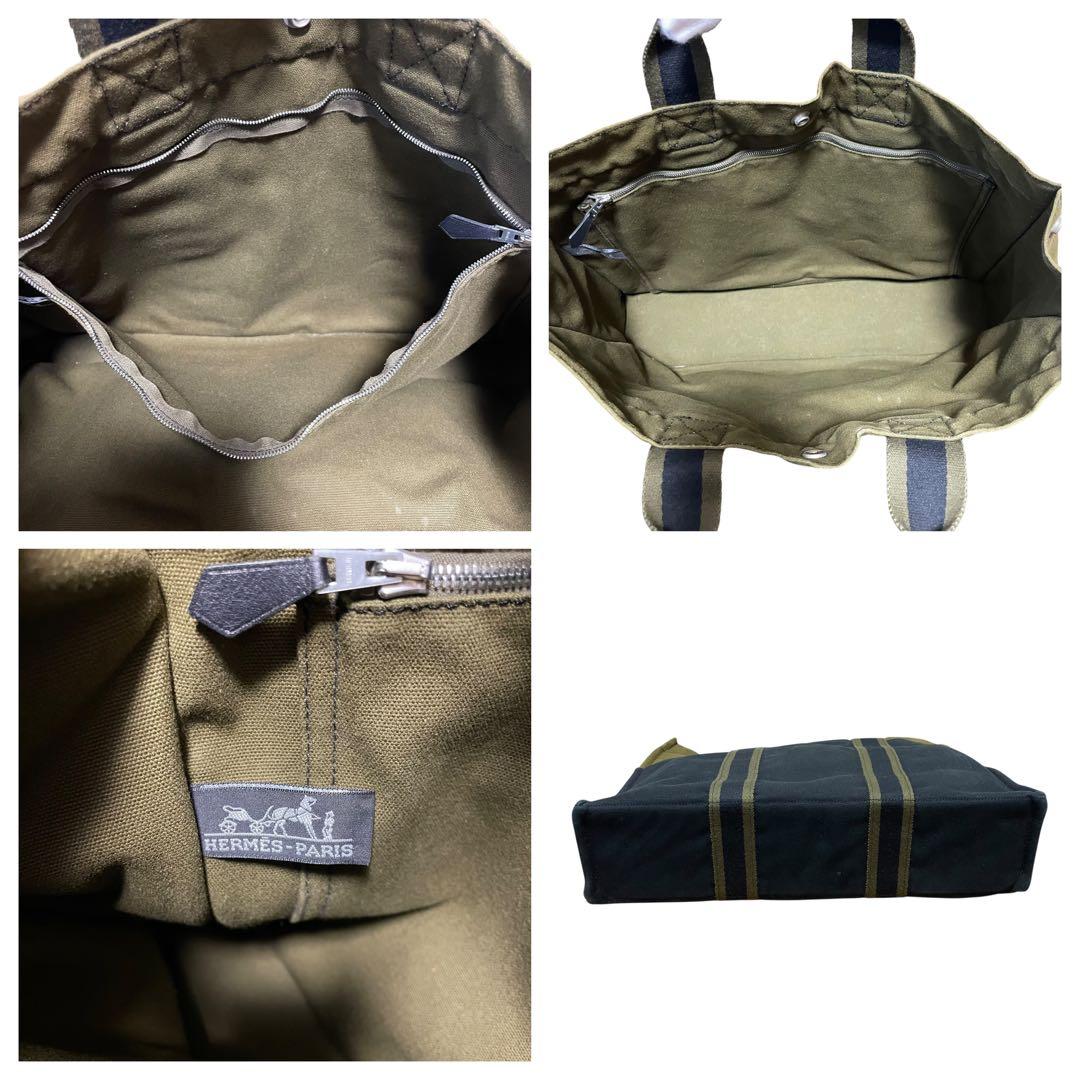 HERMES オリーブグリーン ブラック トートバッグ