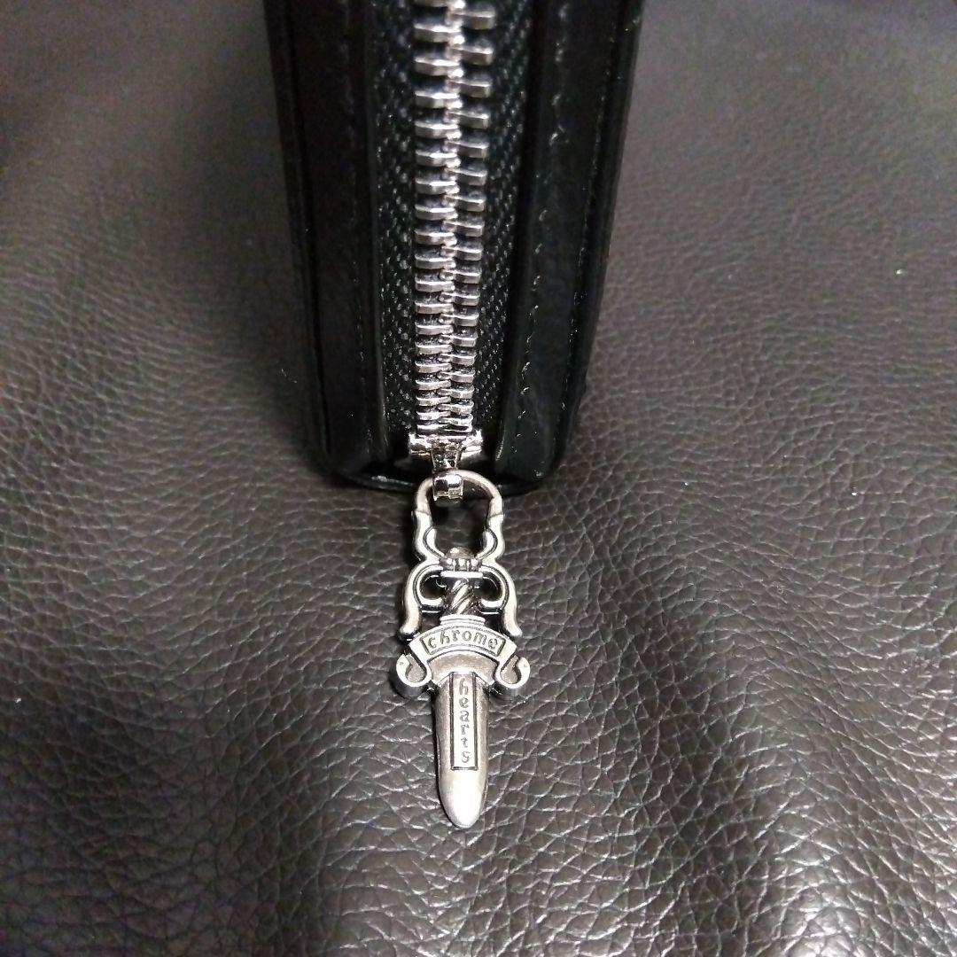 【極美品‼️】本革ブラックレザー ラウンドファスナー クロスモチーフ