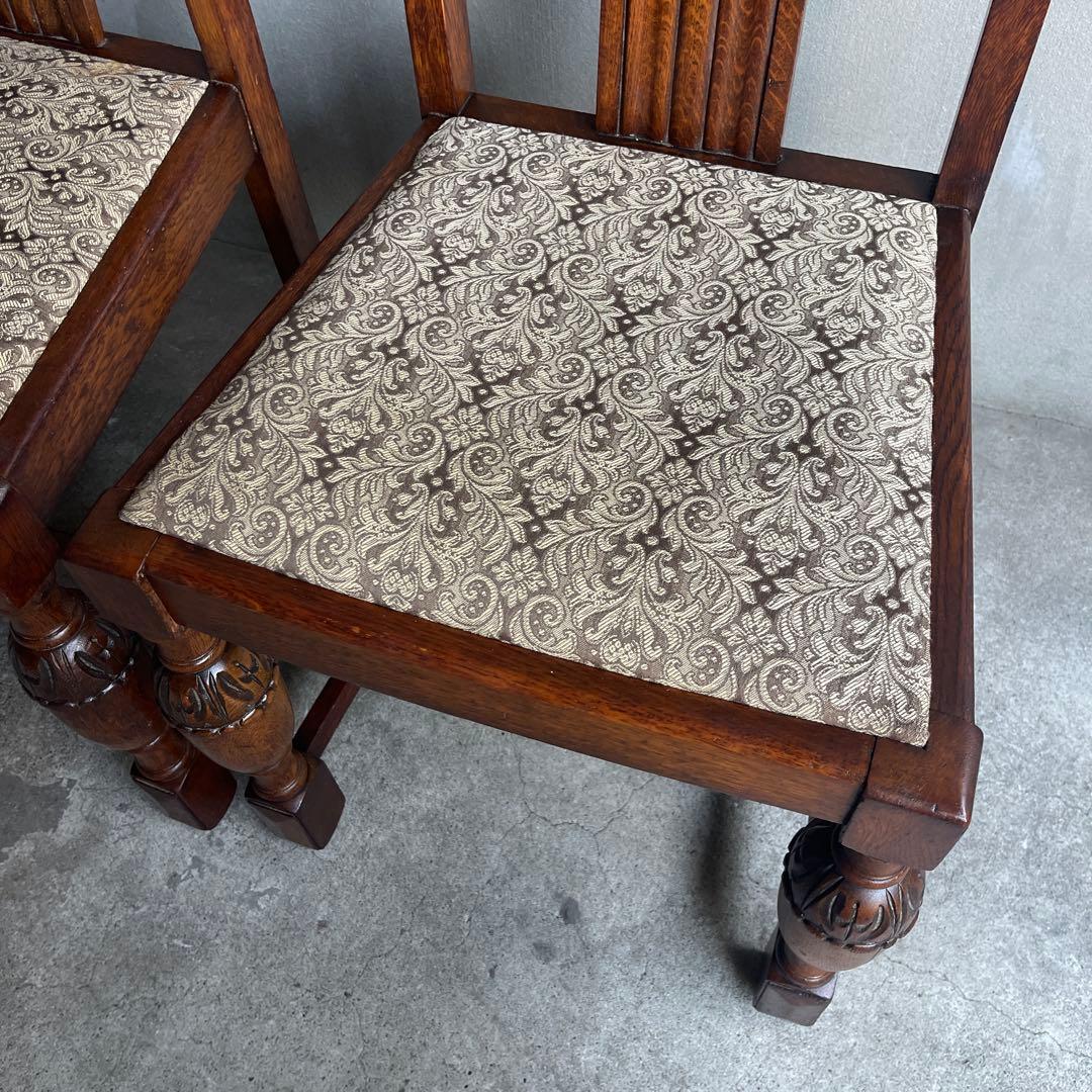 英国製 ダイニングチェア オールド アンティーク　オーク材　2脚セット