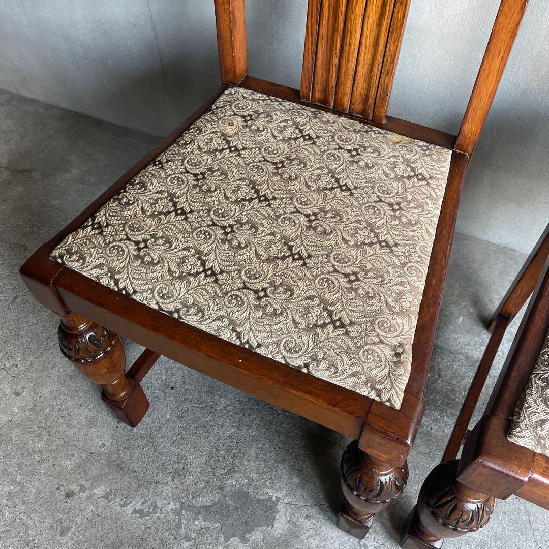 英国製 ダイニングチェア オールド アンティーク　オーク材　2脚セット