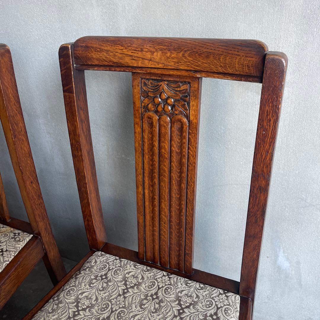 英国製 ダイニングチェア オールド アンティーク　オーク材　2脚セット