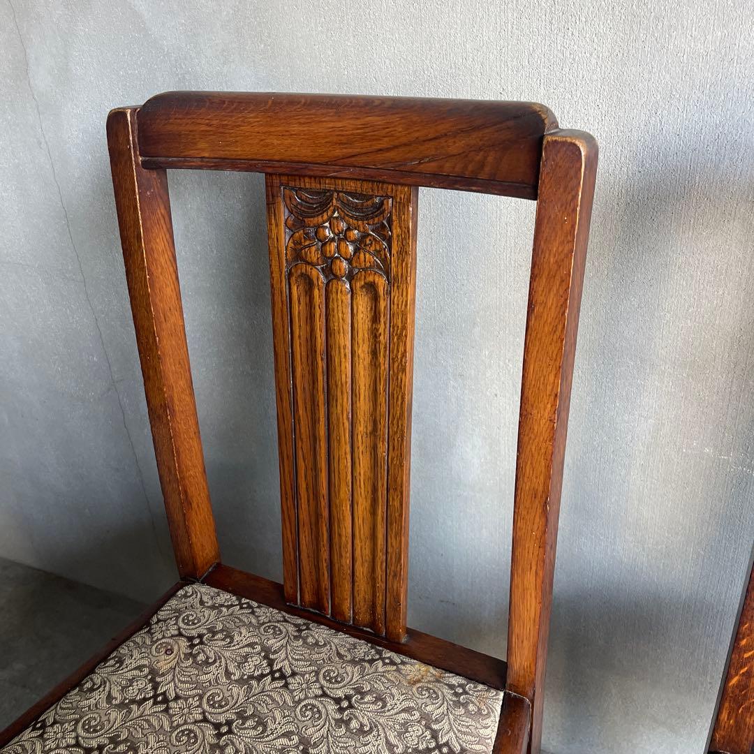 英国製 ダイニングチェア オールド アンティーク　オーク材　2脚セット