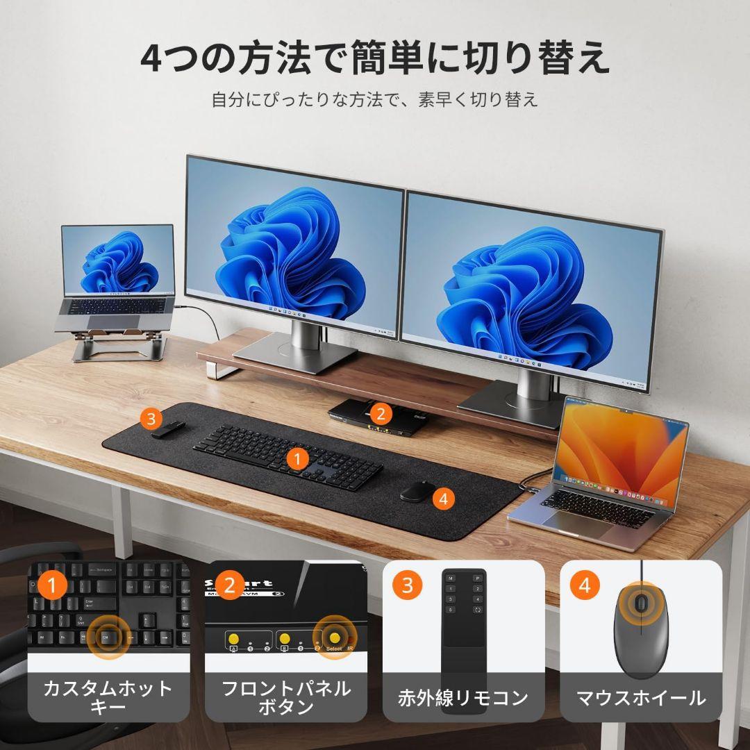 分配器・切替器 TESmart Dual Monitor KVM 4K 60Hz