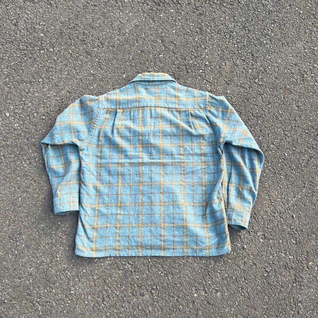 【60s】フープカラー ボックスウールチェックシャツ