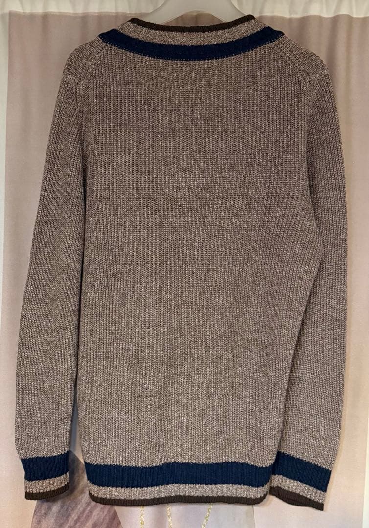 グランサッソ ローゲージ コットンリネン Vネック チルデンニット ブラウン