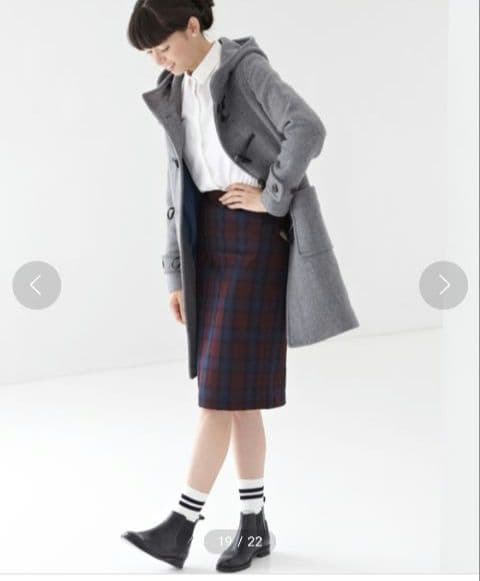 グリーンレーベルリラクシング　ウールメルトンダッフルコート グレー　Lサイズ