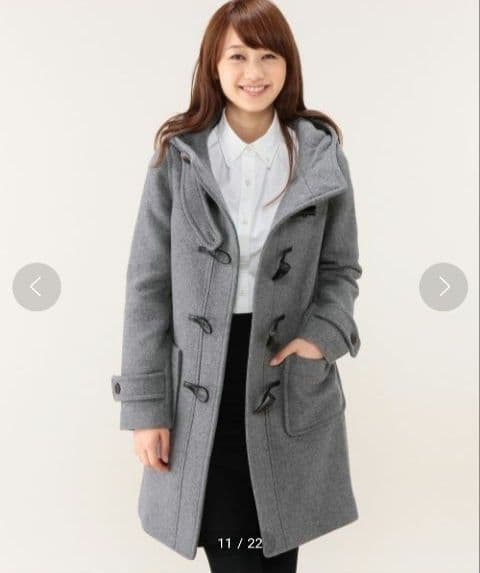 グリーンレーベルリラクシング　ウールメルトンダッフルコート グレー　Lサイズ