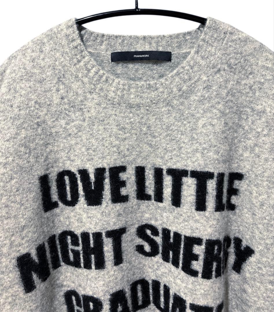 未使用　フレームワーク　FRAMeWORK アルパカ混ロゴインターシャニット