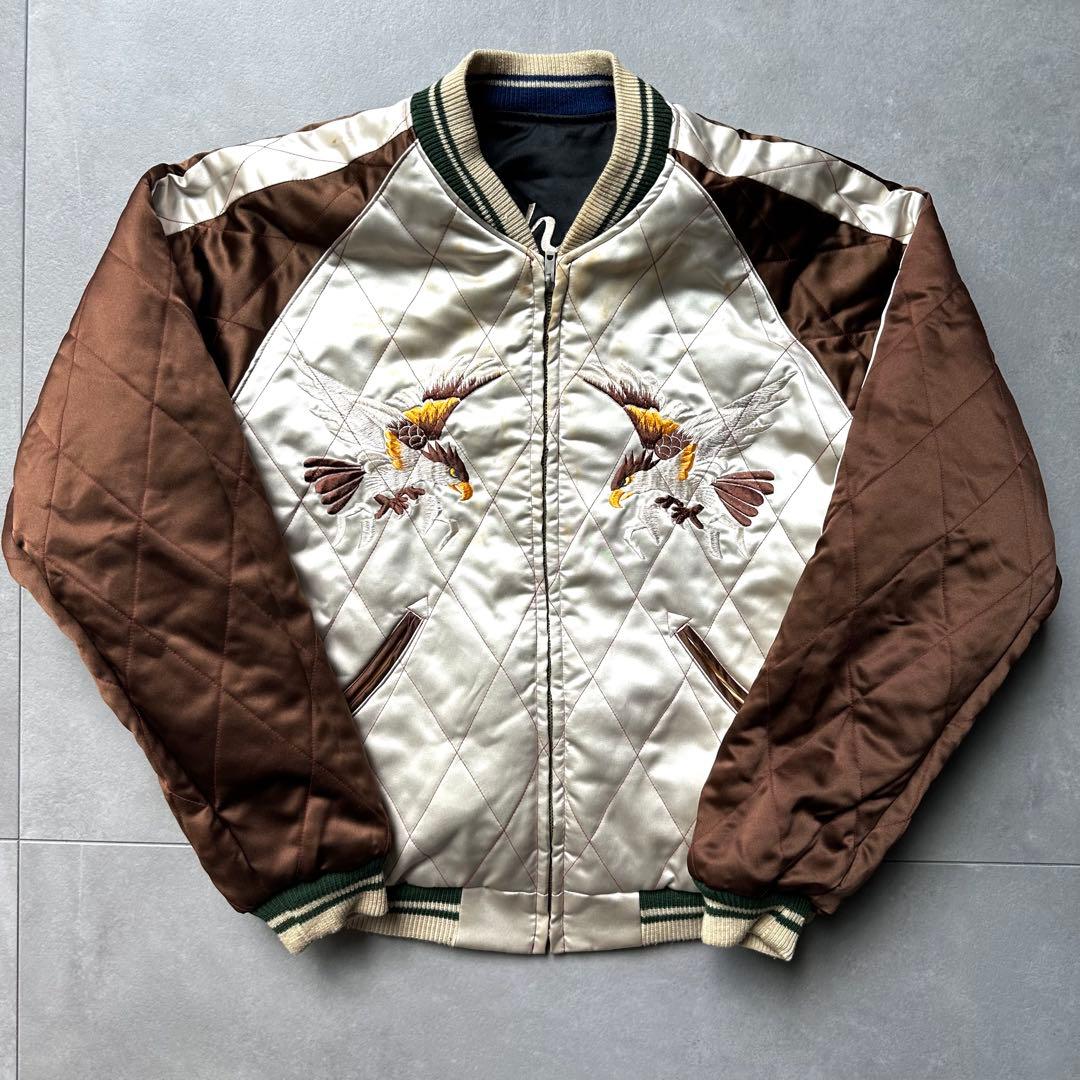 テーラー東洋 スーベニア スカジャン 虎 サテン キルティング 黒 鷹 メンズ