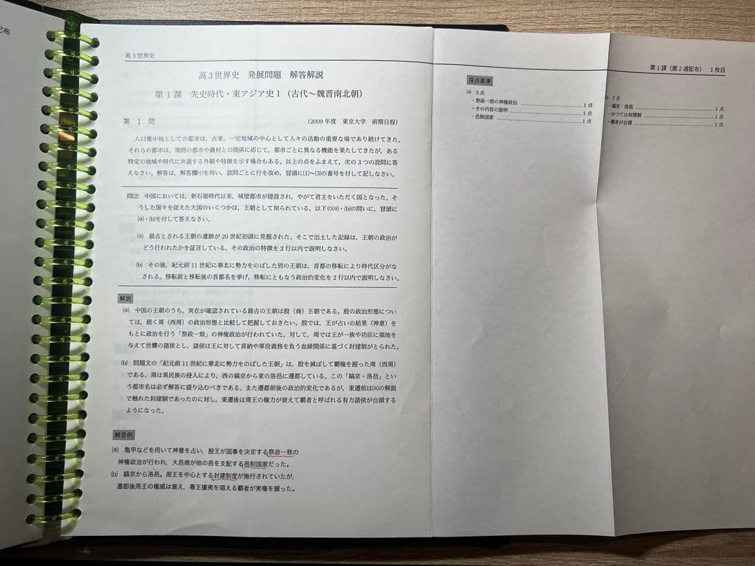 【最新版】鉄緑会 高3世界史 通年授業冊子/テスト類セット