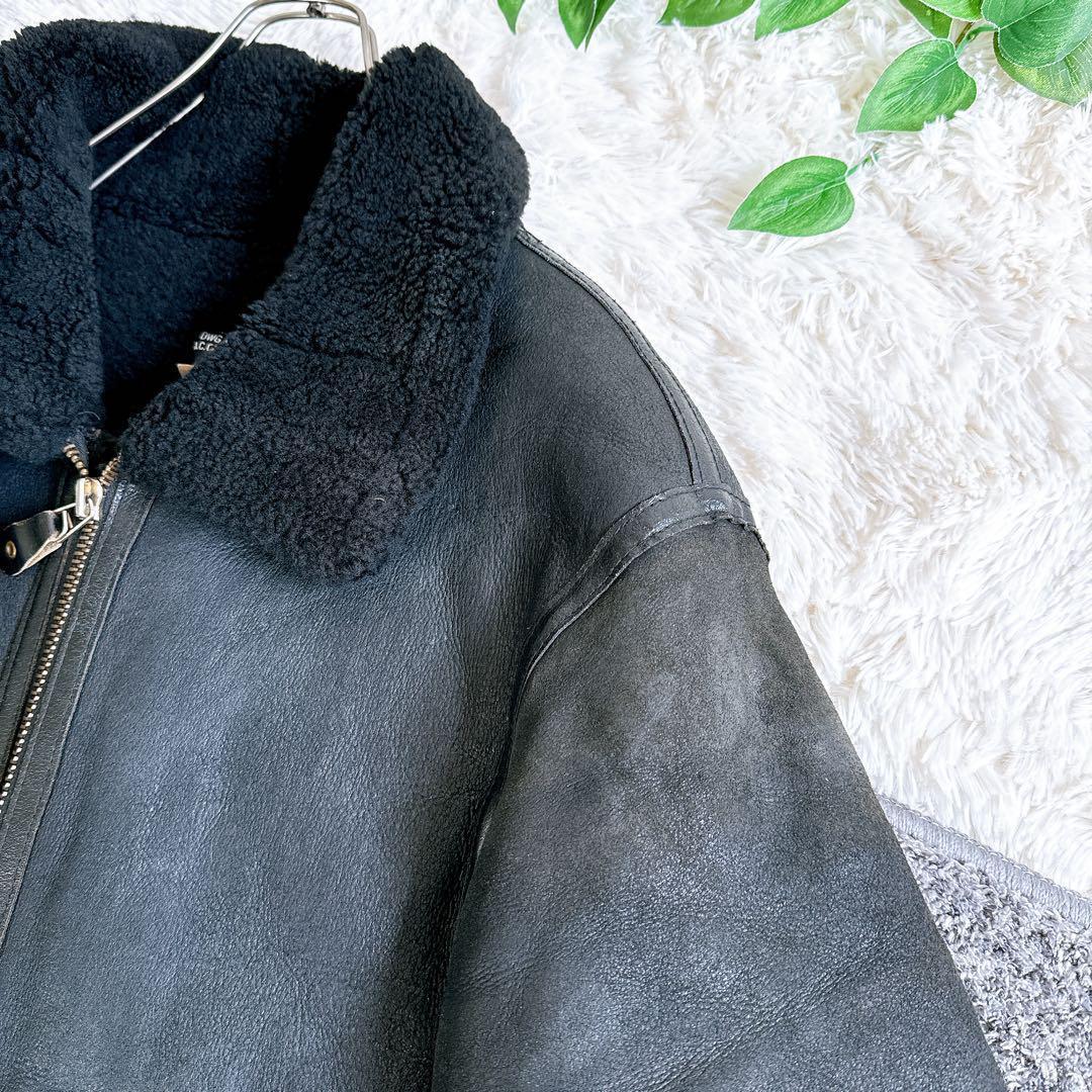 AVIREX B-3 フライトジャケット レザージャケット ムートン　黒　40