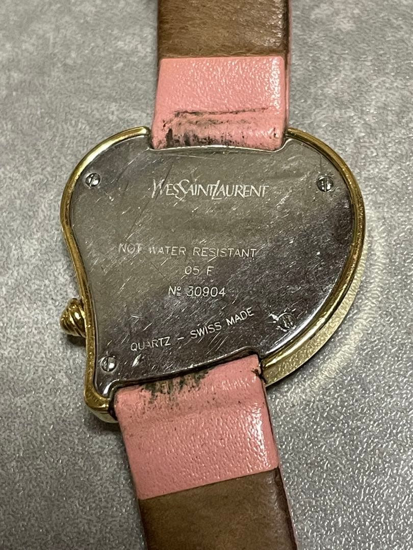 YSL ハート型ピンクレザー腕時計 (Junk-ジャンク)
