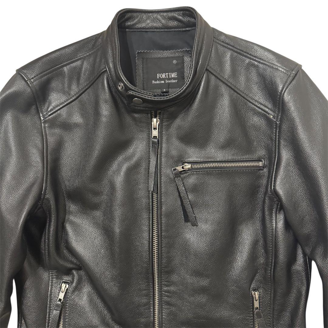 牛革　カウレザー　シングルライダースジャケット　バイカー　ビンテージ　ブラック