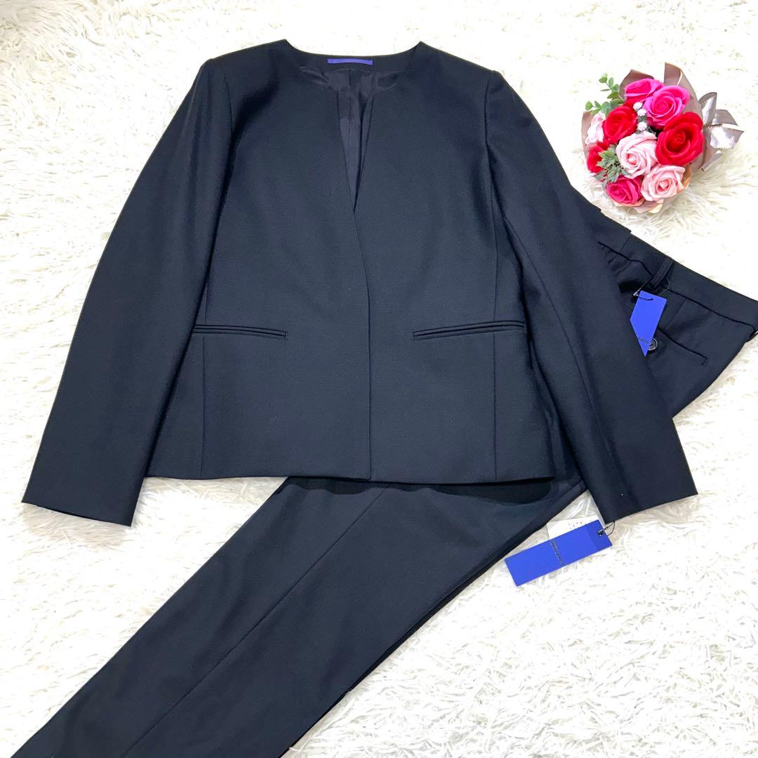 AOKI【未使用タグ付☆】島田順子　スーツセットアップ　パンツ　ノーカラー　S黒
