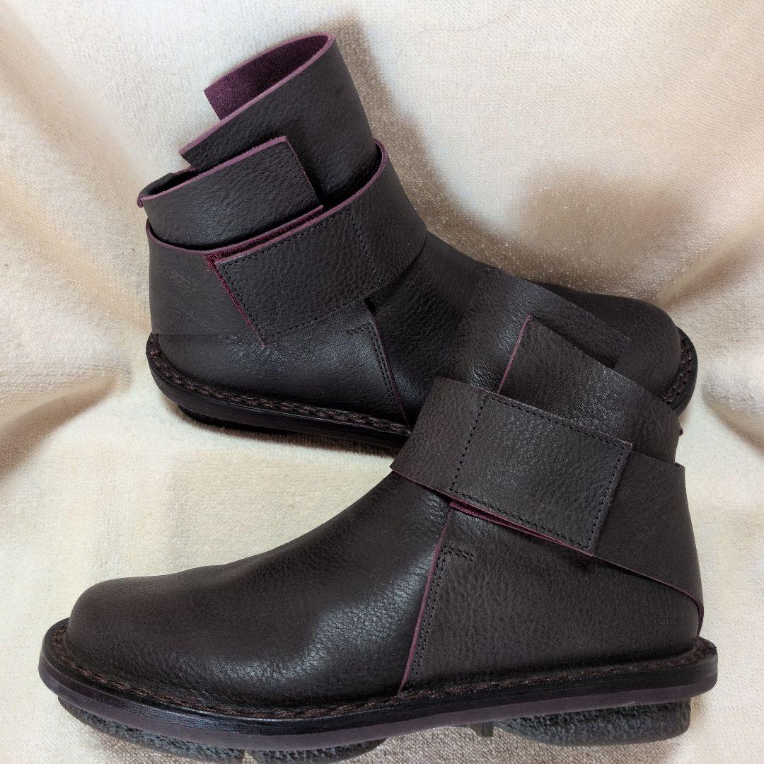 お値下げトリッペンダークグレーレザー ストラップブーツ