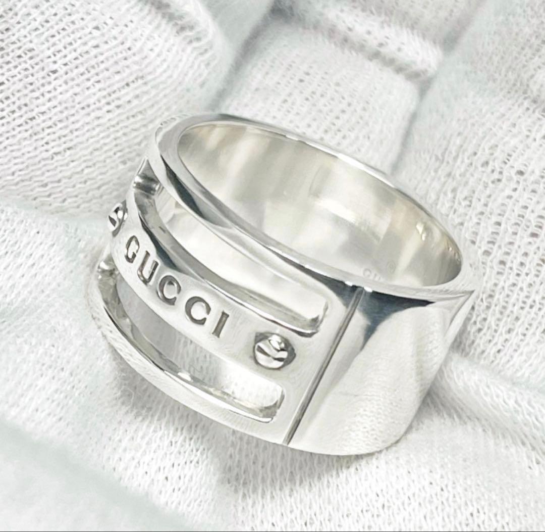 美品‼️GUCCI 指輪　ロゴワイドリング　20号