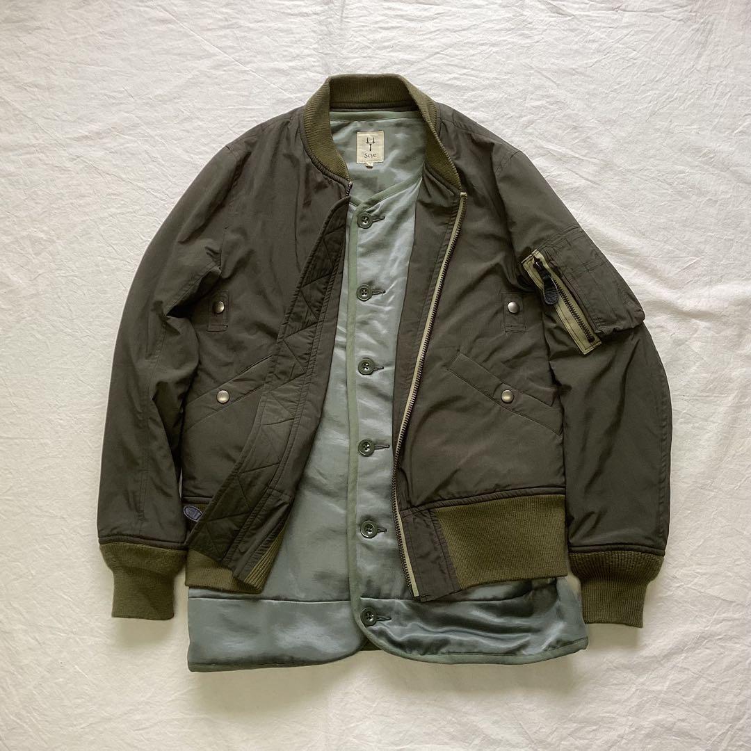 サイ Scye MA-1 フェイクレイヤード ドッキングデザイン オリーブ 38