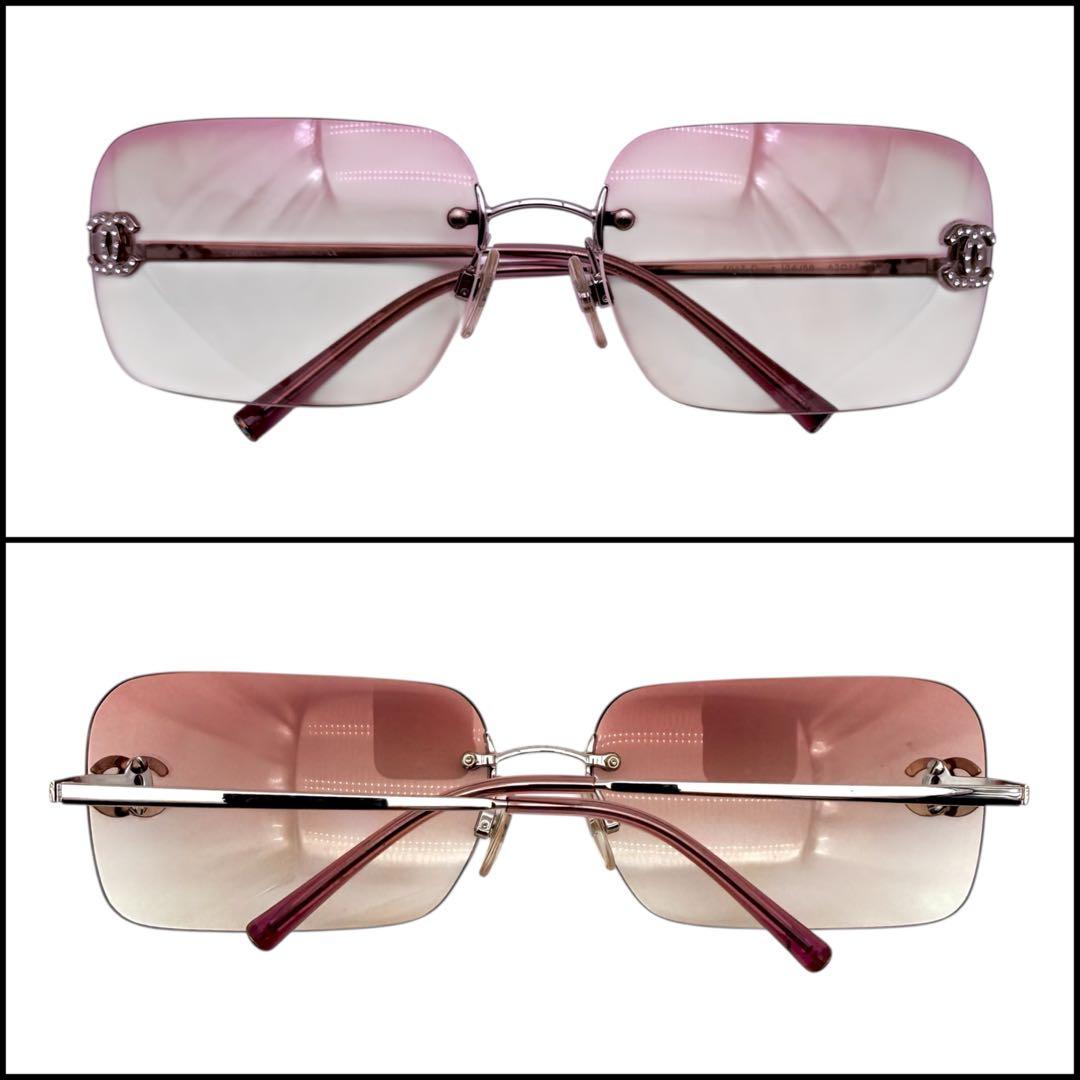 【美品】CHANEL シャネル　リムレス　スクエア　サングラス　ココマーク