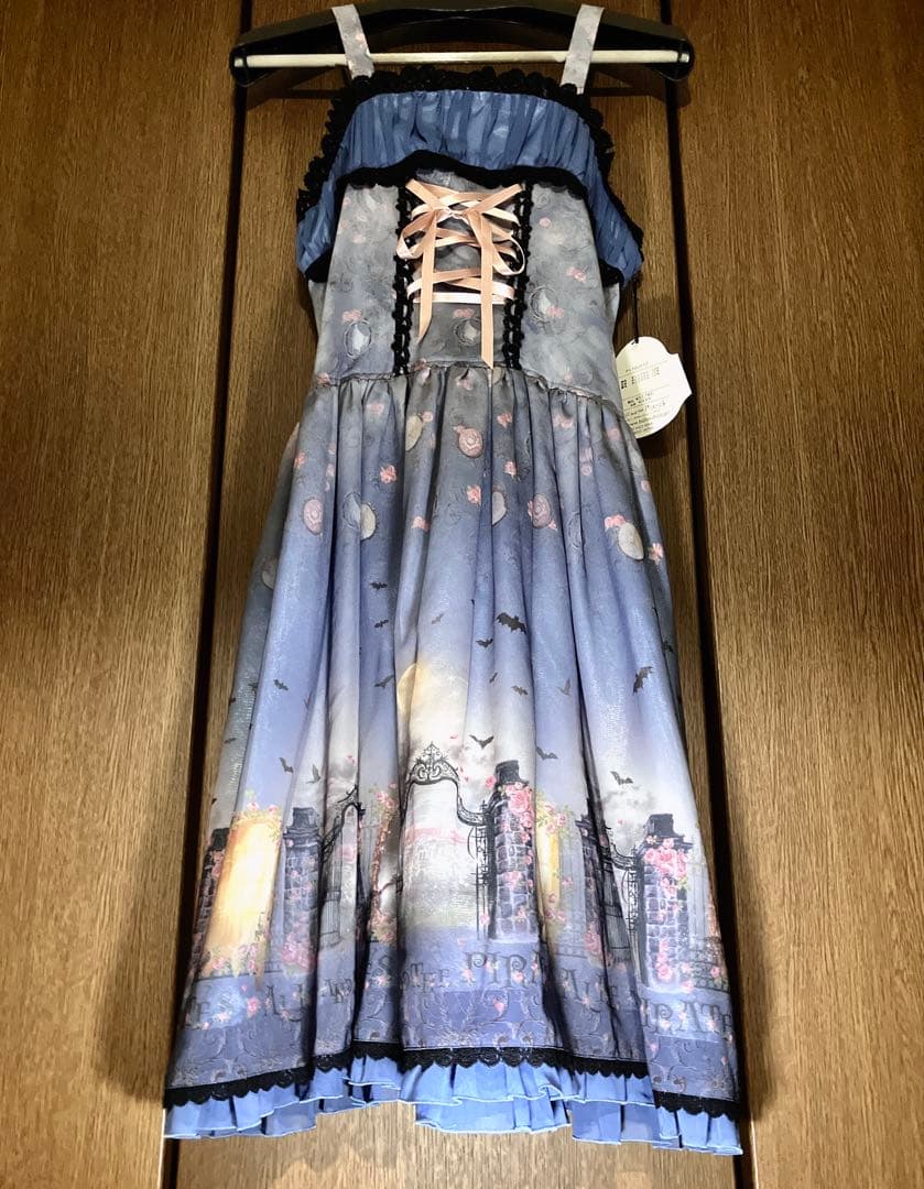 タグ付未使用　Vampire Lament柄 ジャンパースカート Ⅰ 型　ブルー