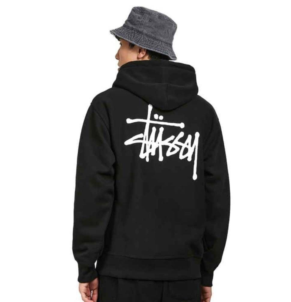 STUSSY ベーシック プルオーバー フード パーカー ブラック L//