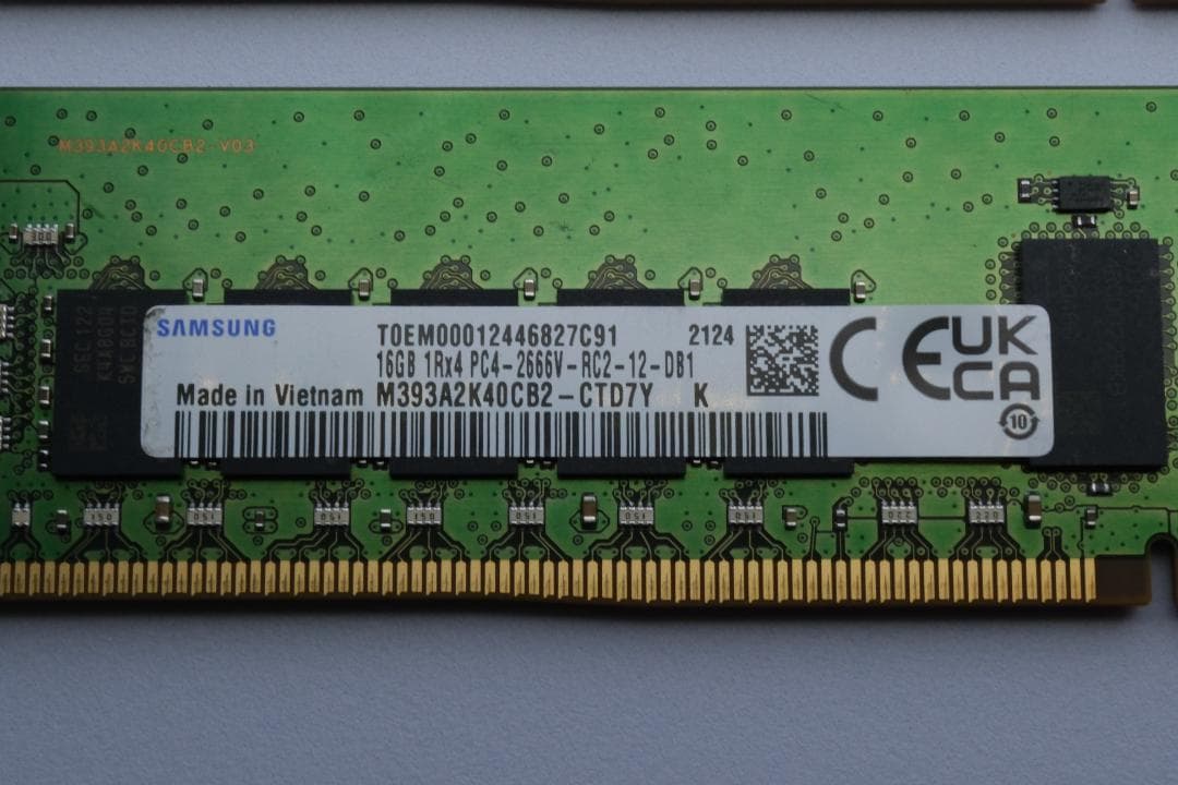 SAMSUNG DDR4-2666 ECC 16GB 2枚 計32GB サーバ用