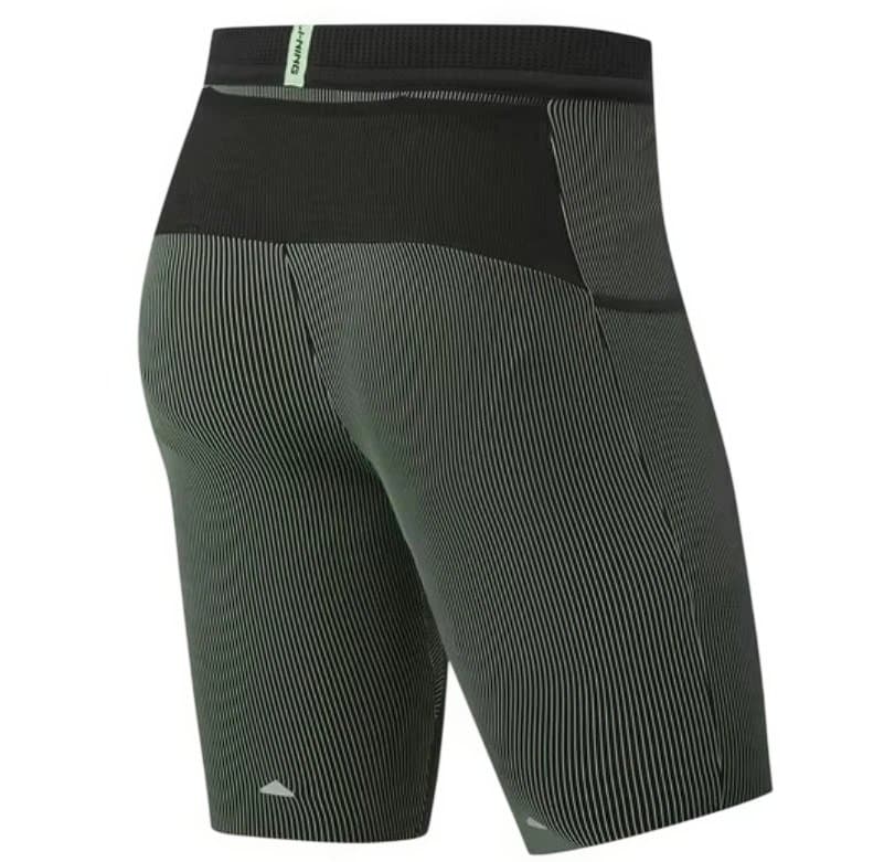 【Mサイズ】Li-Ning リーニン ランニングタイツ（黒X緑）