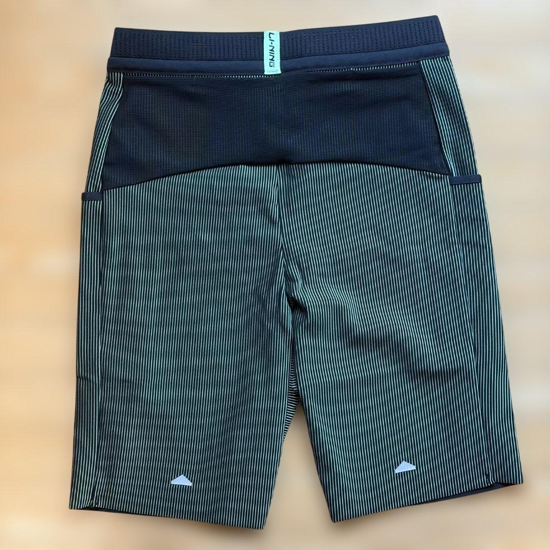 【Mサイズ】Li-Ning リーニン ランニングタイツ（黒X緑）