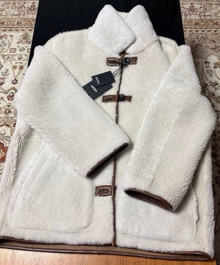 週末限定未使用アルマ リバーシブル ムートンラムレザー ブルゾン ブラウン48