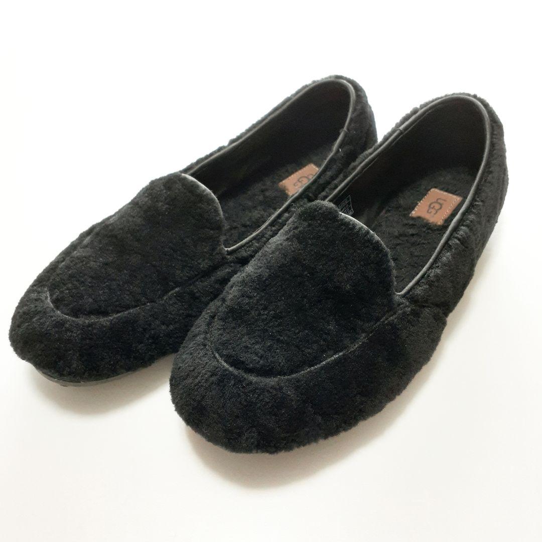 UGG アグ ファーモカシン ファ一シュ一ズ ブラック