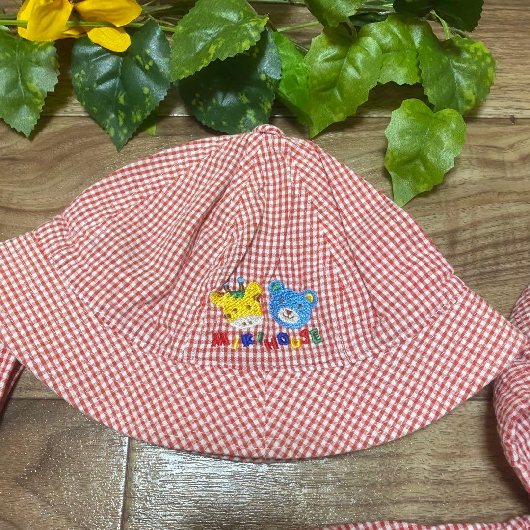 希少　ミキハウス　クマキリンチェック柄オーバーオールカーディガン帽子　まとめ売り