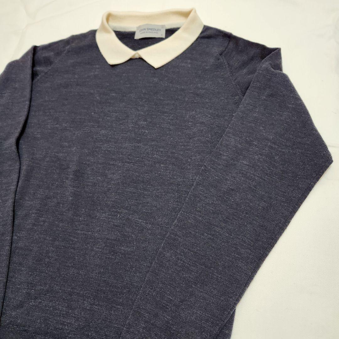 ジョンスメドレー　バイカラークレリックニットポロ